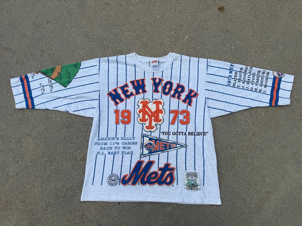 VTG 90s New York Mets 1973 National League Championship T-shirt AOP Long Gone LG